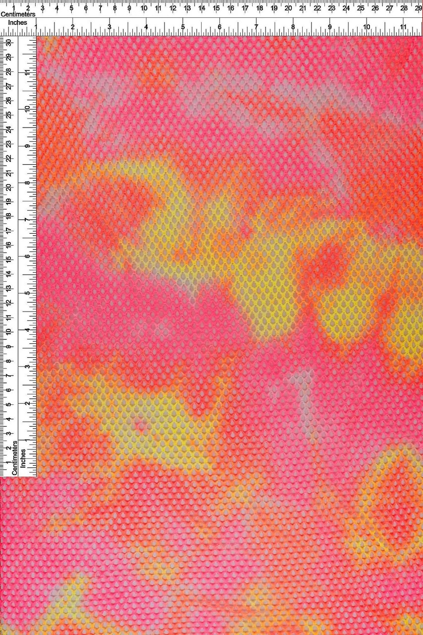 1 Yard Polyester Spandex Mesh Fishnet Fabric Tie-Dye Print Soft Stretch Lightweight 58/59" Width